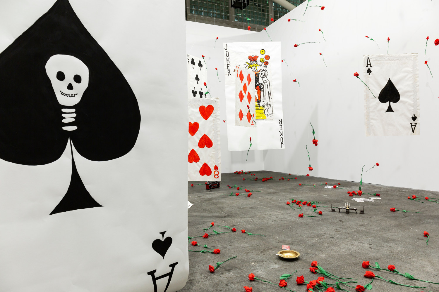 Installation view, Karen Kilimnik,&amp;nbsp;The Joker Episode of The Avengers, Art Basel Unlimited, Basel, 2024