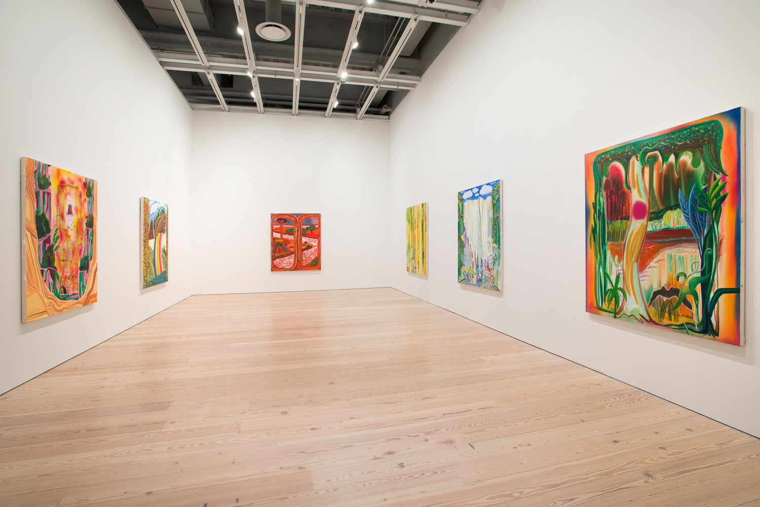 Installation view of Paintings by Shara Hughes