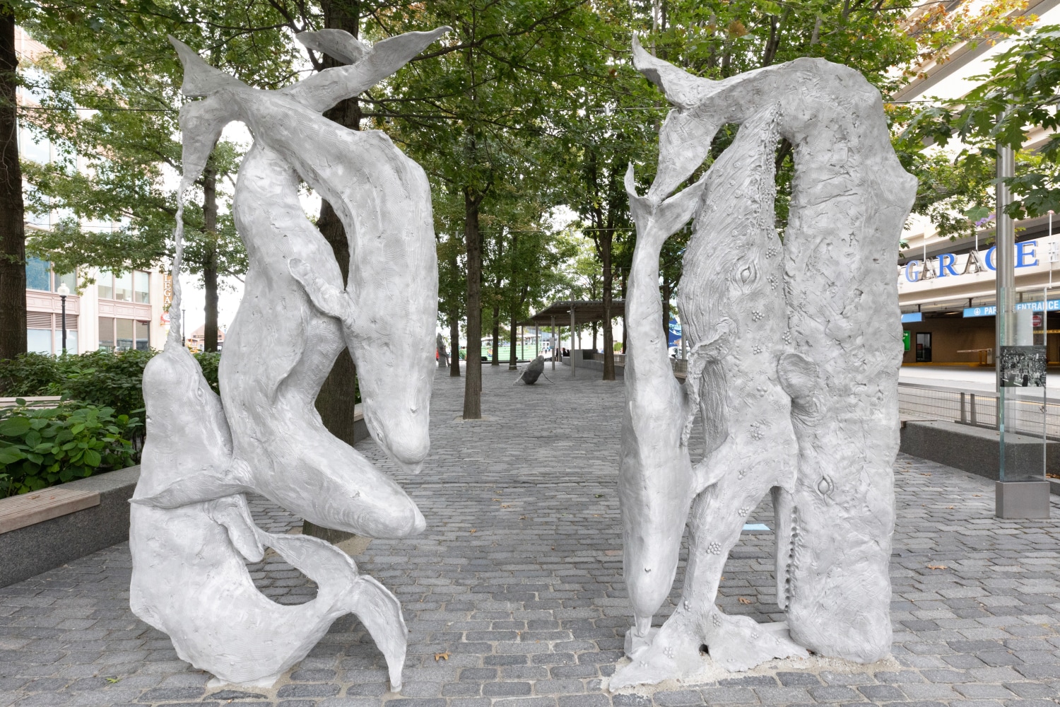 Installation view, Jean-Marie Appriou, Whale Song, Central Wharf, Boston, 2024