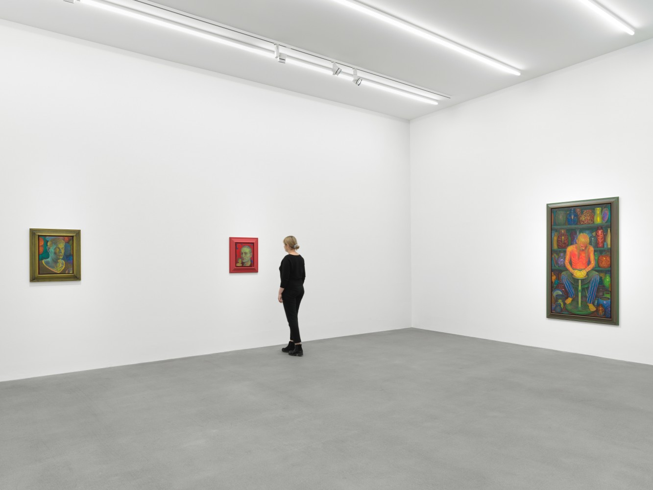 Installation view of paintings by Steven Shearer