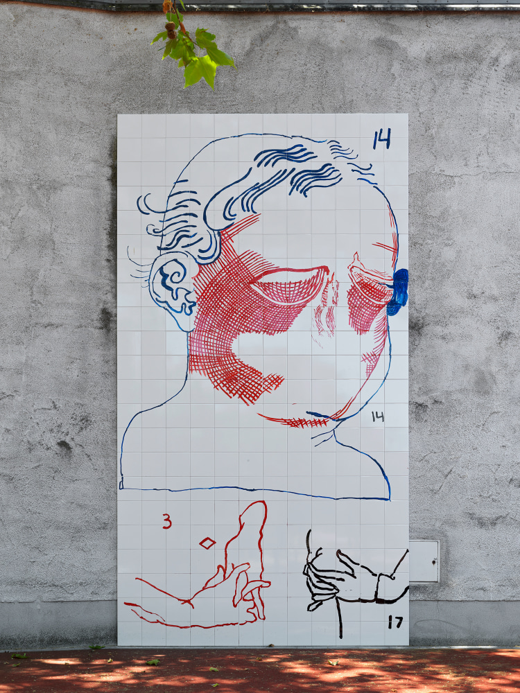 Installation view of sculptures by Matias Faldbakken