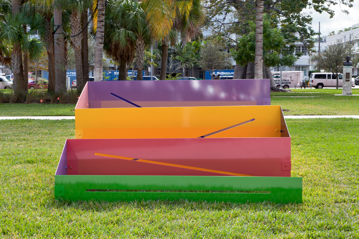 Installation view of sculpture by Sam Falls