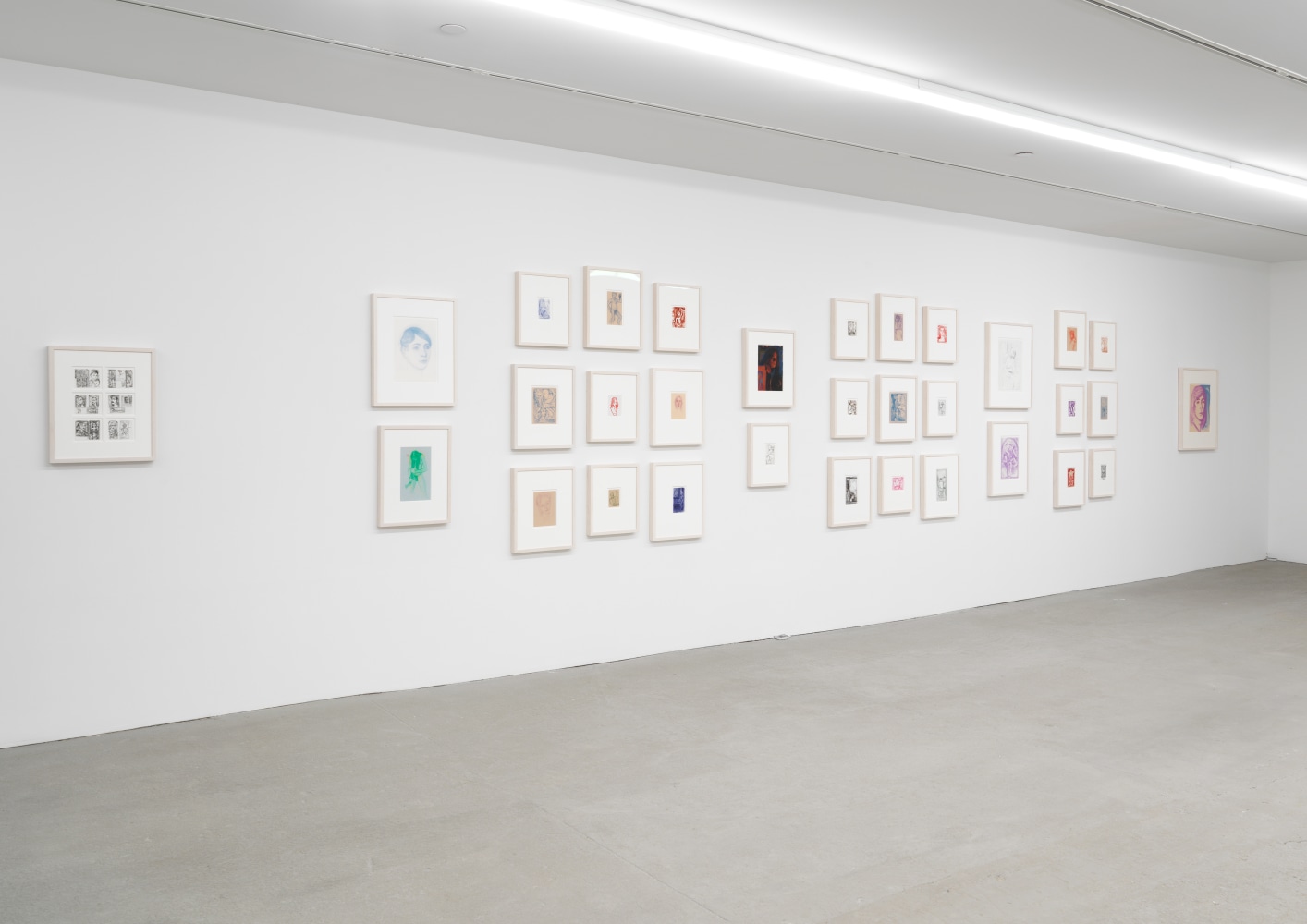 Installation view of Steven Shearer paintings and drawings exhibition