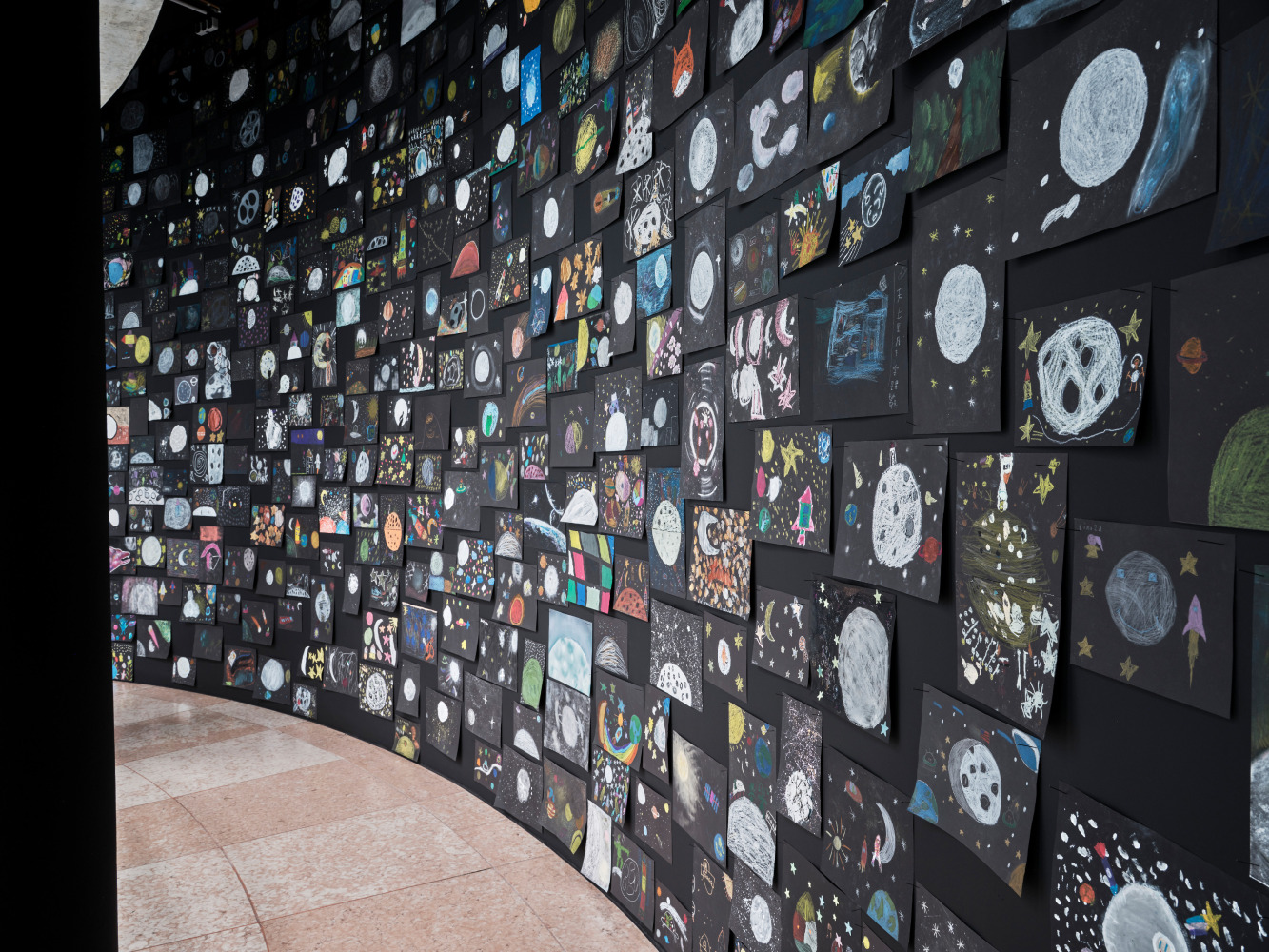 Installation view of paintings and sculptures by Ugo Rondinone