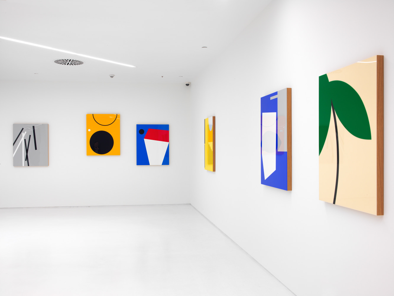 Installation view of wall works by Gerwald Rockenschaub