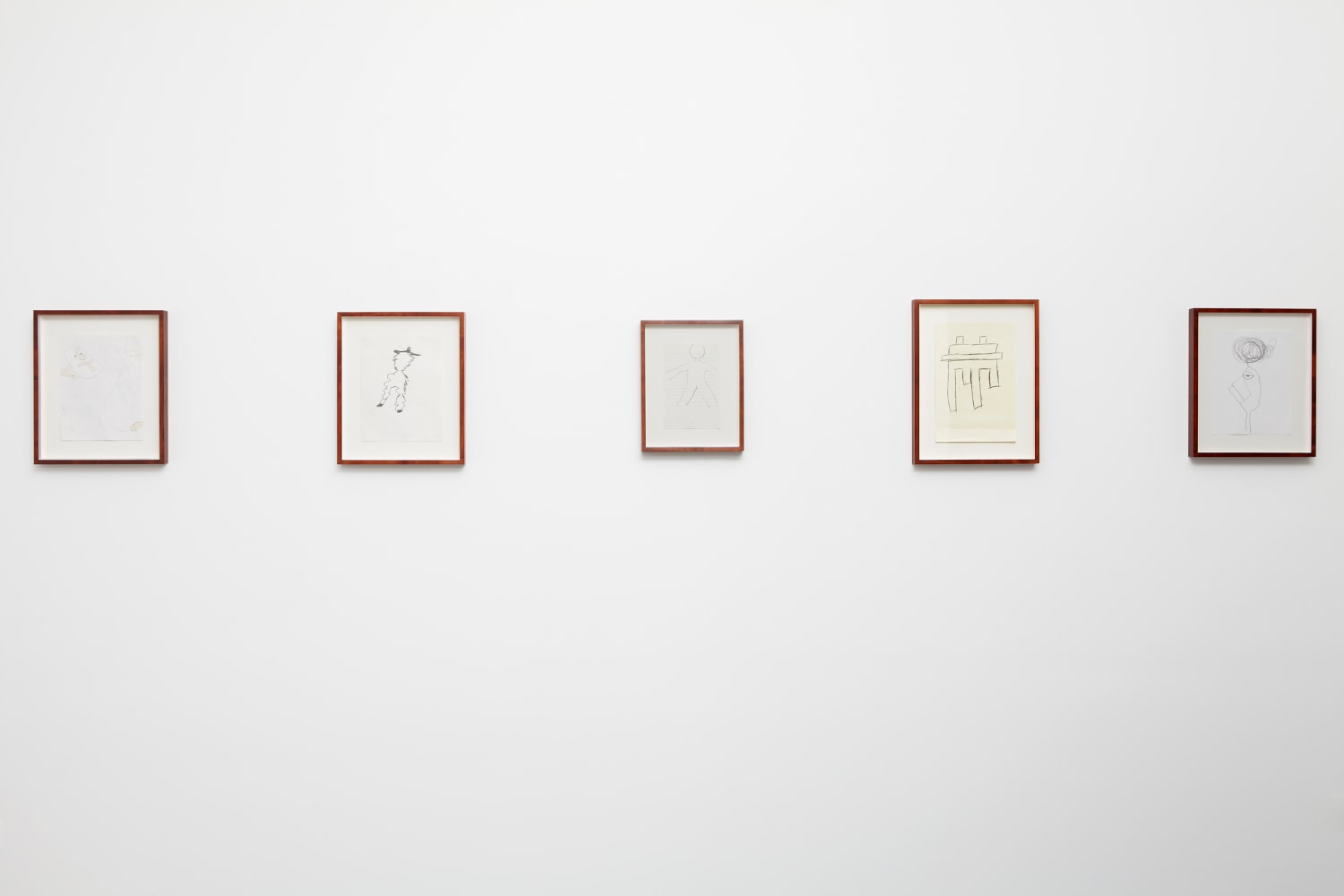 Installation view of drawings by Joe Bradley