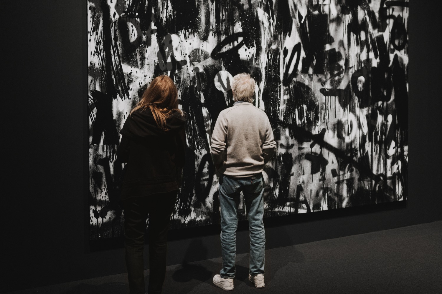 installation view of black and white painting by Adam Pendleton