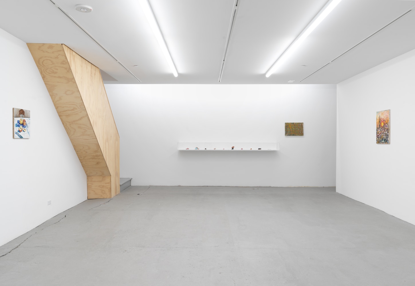 Installation view of Jean-Frédéric Schnyder paintings and sculpture exhibition