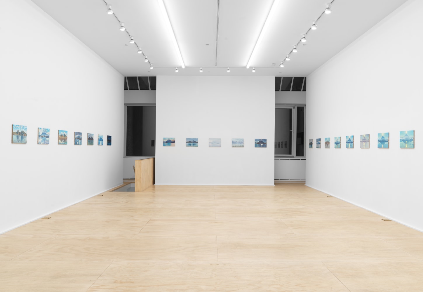 Installation view of Jean-Frédéric Schnyder paintings and sculpture exhibition