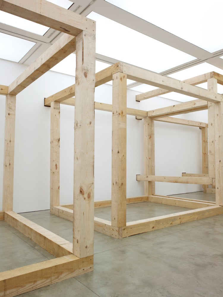Installation view of sculpture by Oscar Tuazon