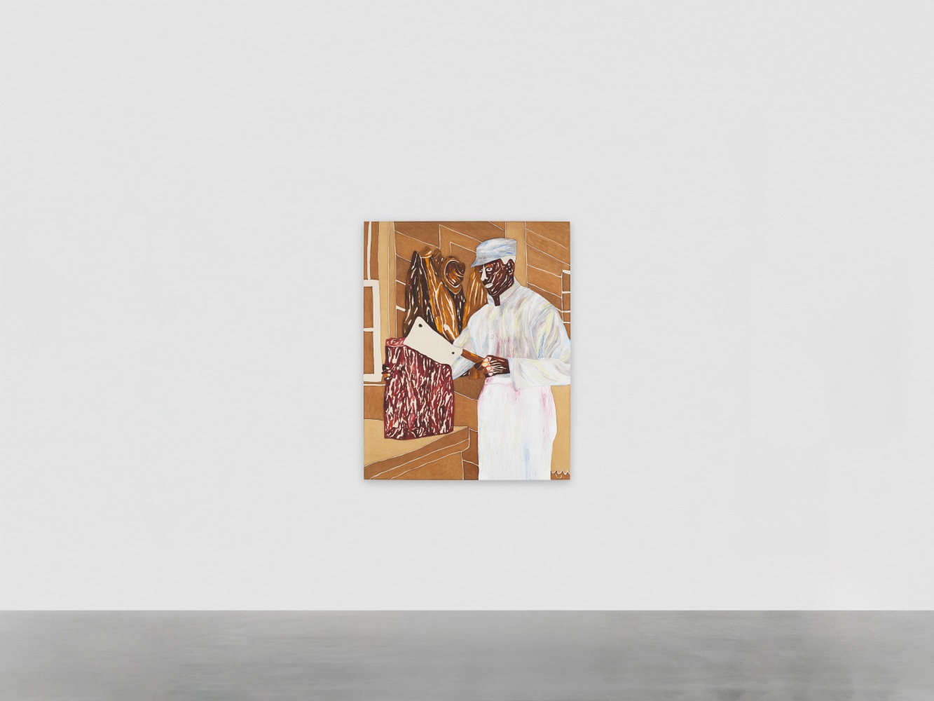 CHASE HALL
Moises With A Cleaver
2024
Acrylic and coffee on cotton canvas
152 x 121.5 x 3 cm / 59 7/8 x 47 3/4 x 1 1/4 in
HALLC60312