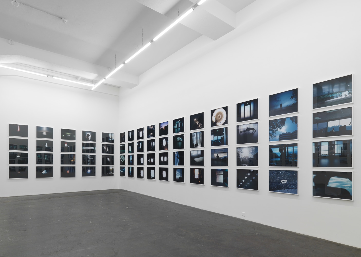 Installation view of Doug Aitken sculpture and photography exhibition