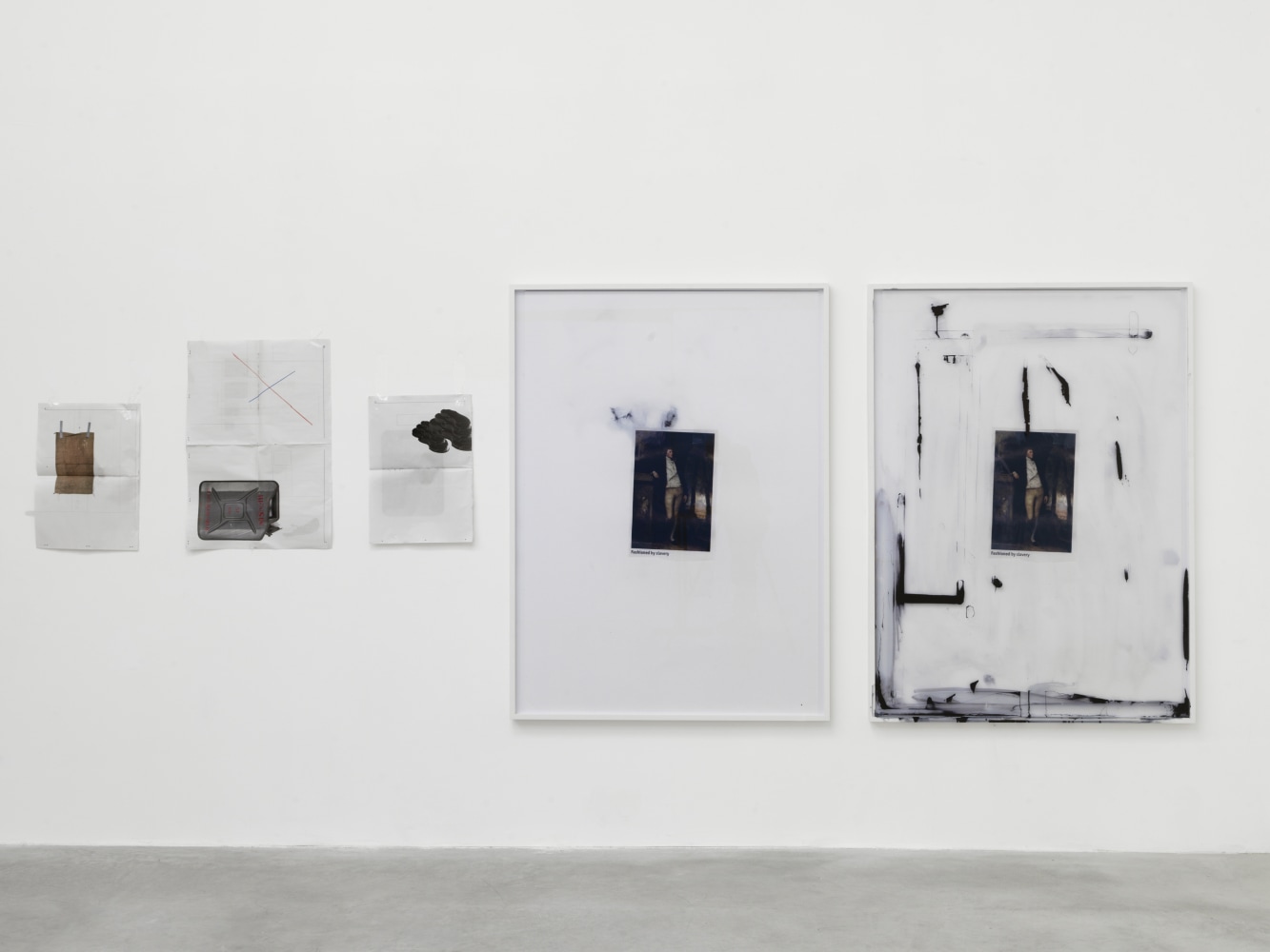 Installation view of sculptures by Matias Faldbakken