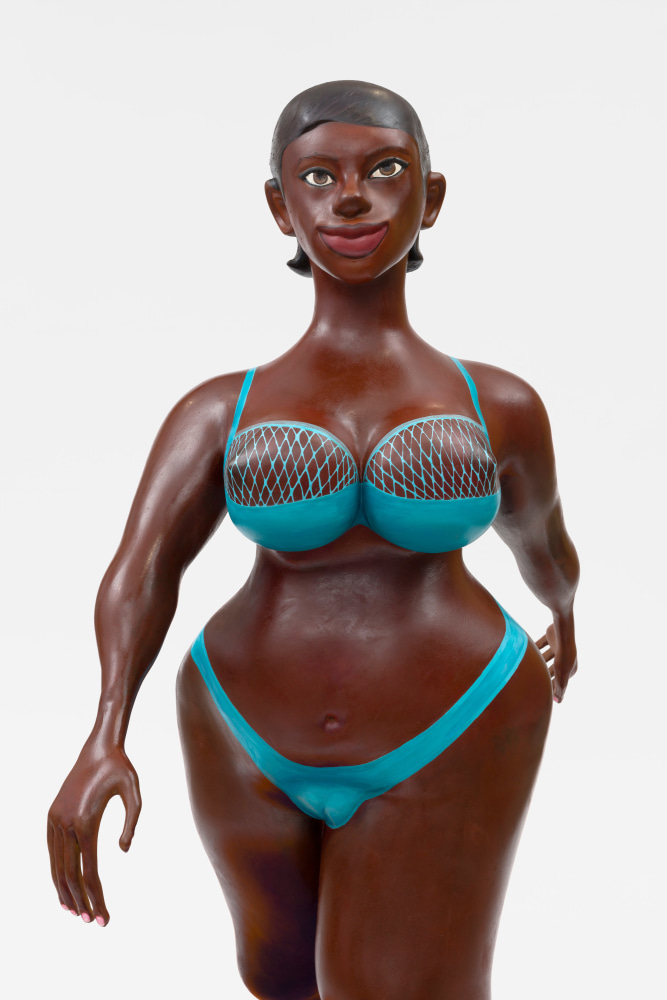 Heroine inspired by the fantasy of Saartjie Bartmann in Paris 2

2023

3D printed PLA, epoxy resin, oil primer, acrylic, steel and MDF stand

Sculpture 172.5 x 73.5 x 93.5 cm / 67 7/8 x 29 x 36 3/4 in

Pedestal 5 x 244 x 152 cm / 2 x 96 1/8 x 59 7/8 in

&amp;copy; Tschabalala Self