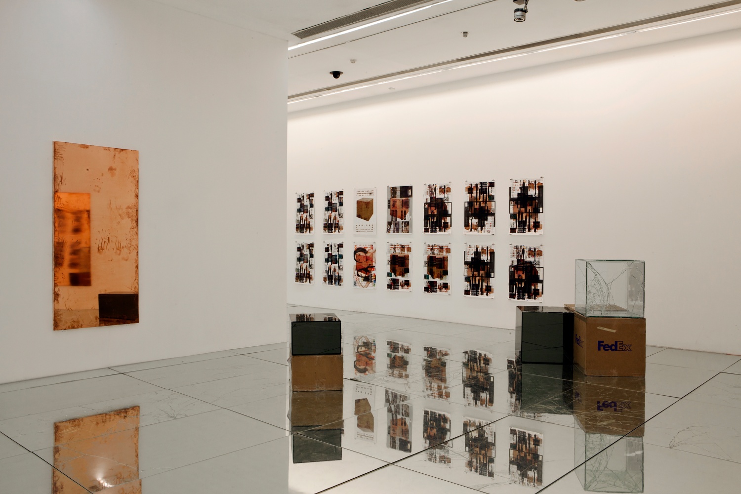 Installation view of works by Walead Beshty