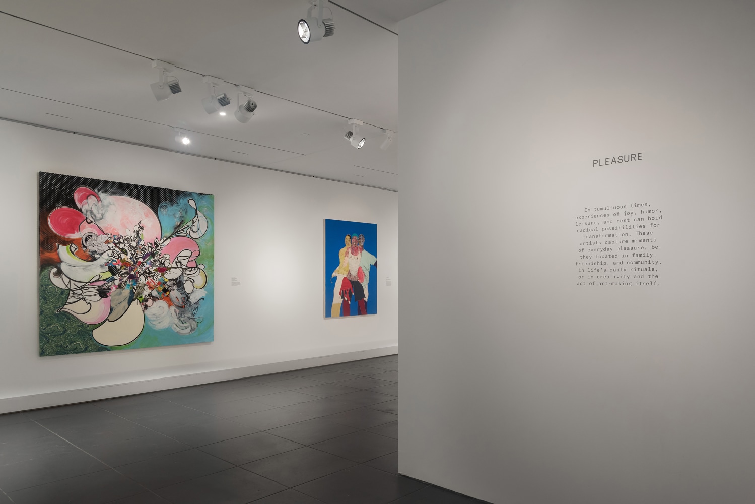 Installation view of painting by Tschabalala Self