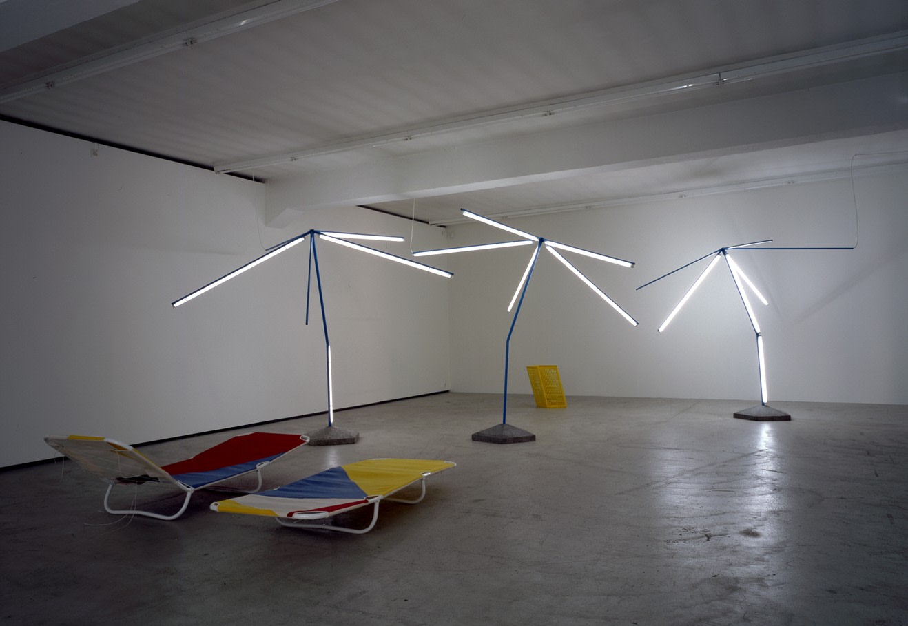 Installation view of Martin Boyce sculpture exhibition
