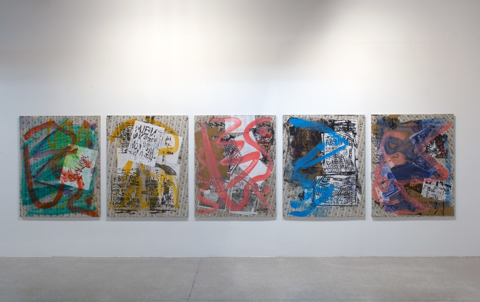 Installation view of paintings by Josh Smith