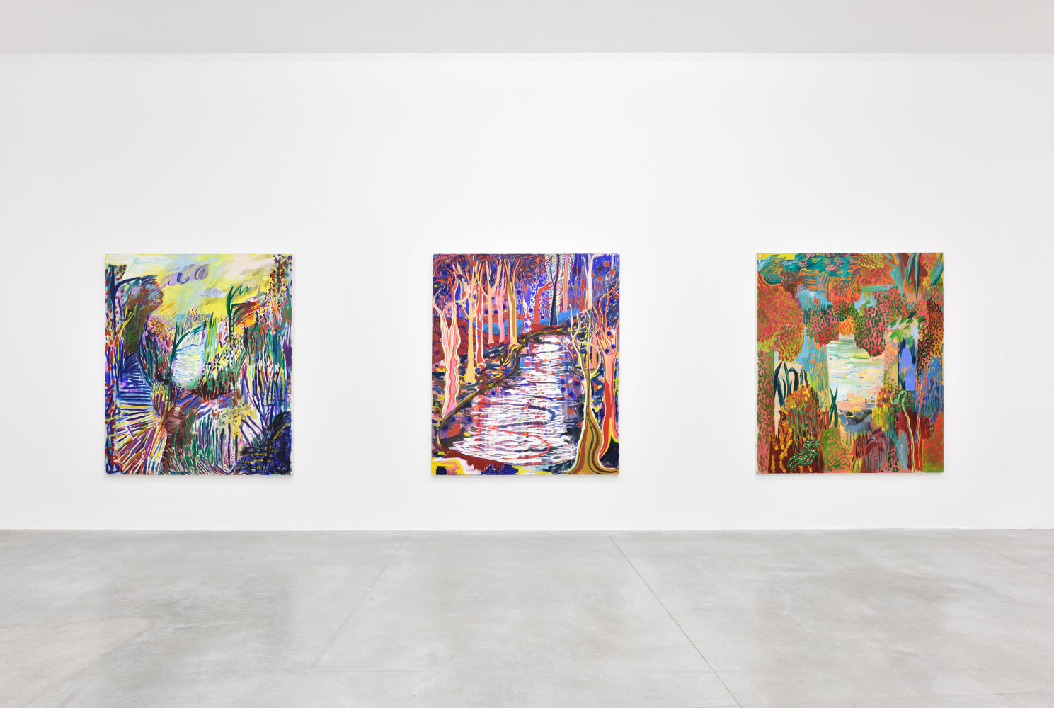 Installation view of Paintings by Shara Hughes