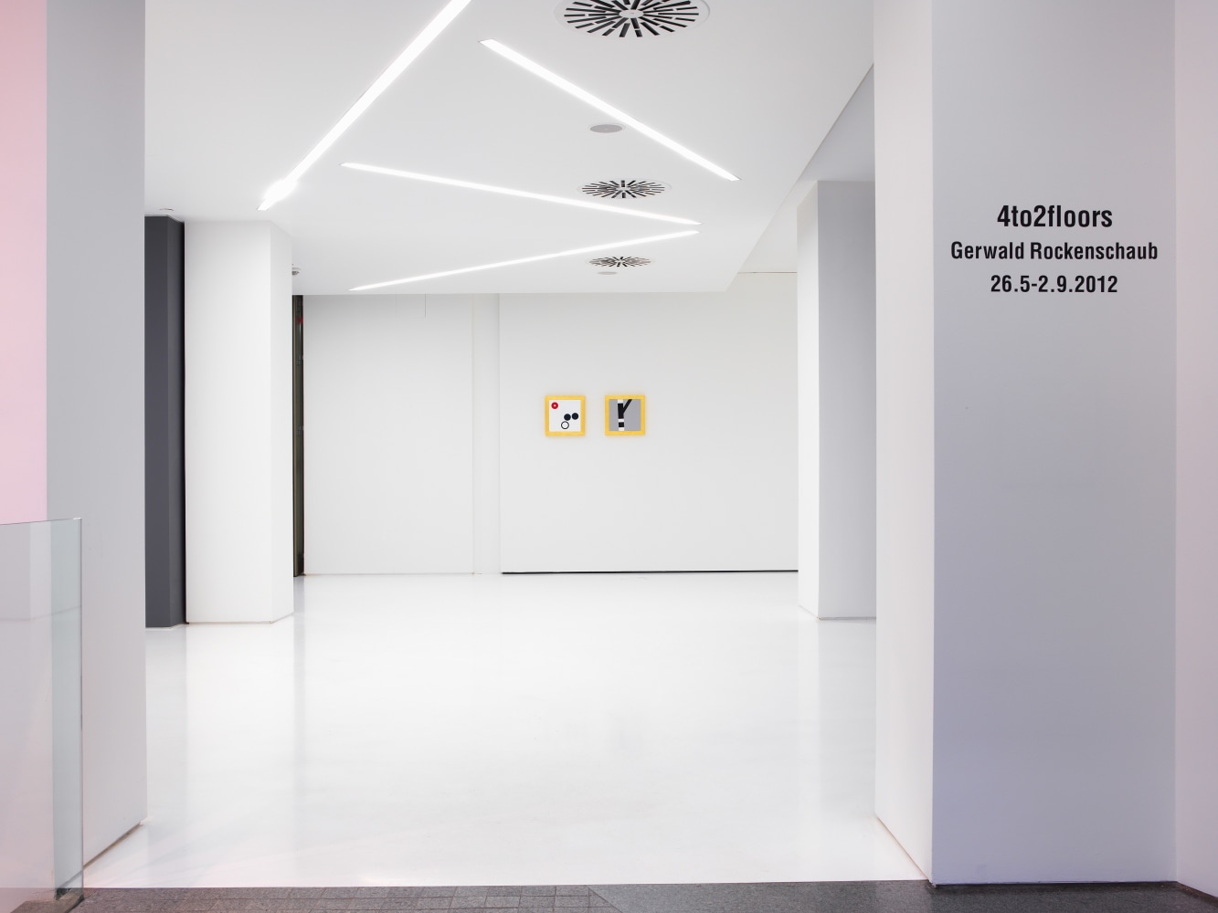 Installation view of wall works by Gerwald Rockenschaub