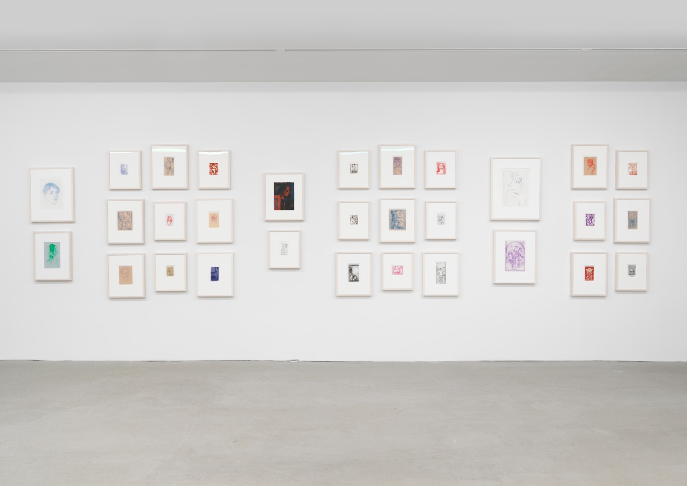 Installation view of Steven Shearer paintings and drawings exhibition