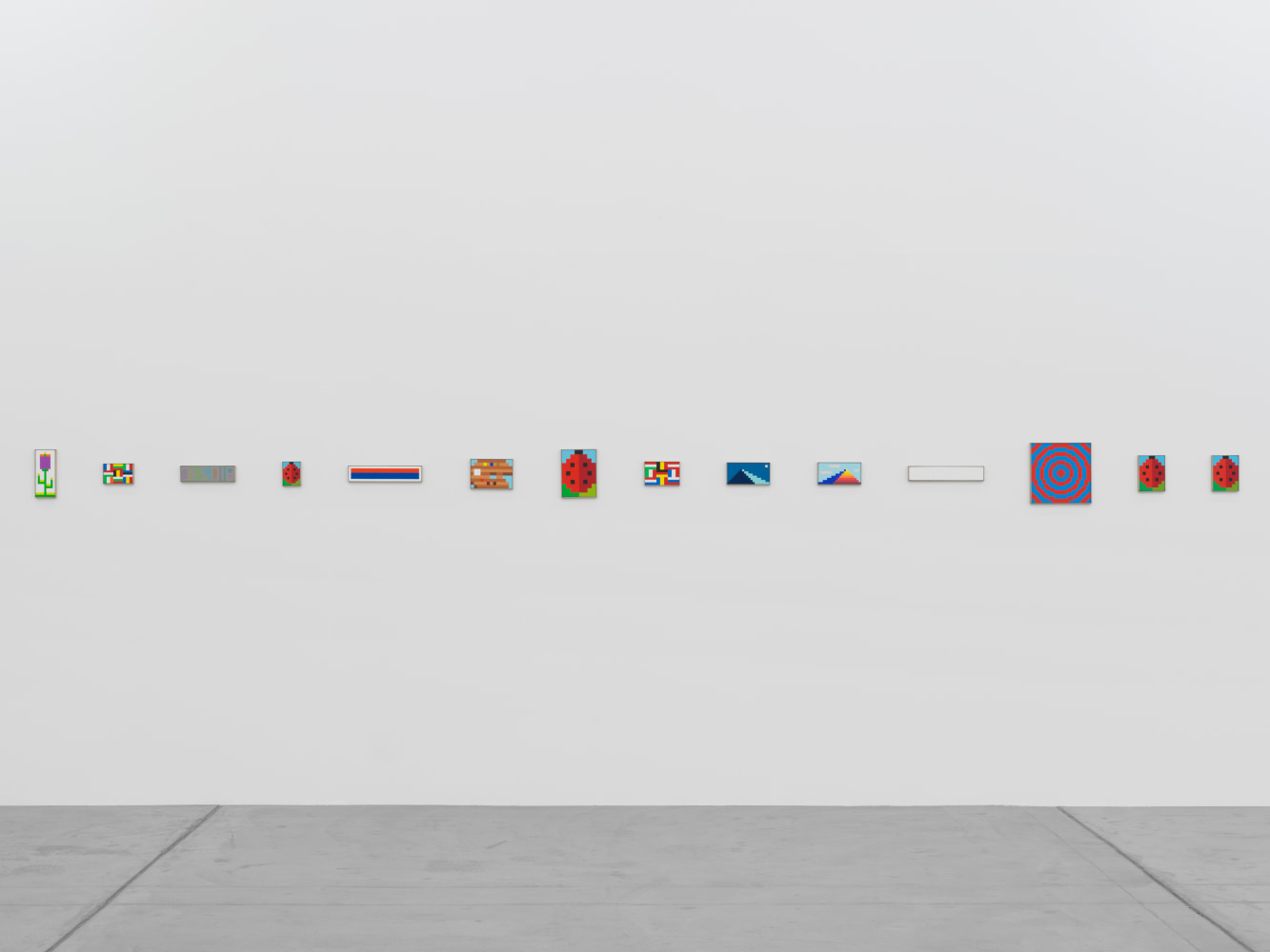 Installation view of Jean-Frédéric Schnyder paintings and cardboard sculpture exhibition