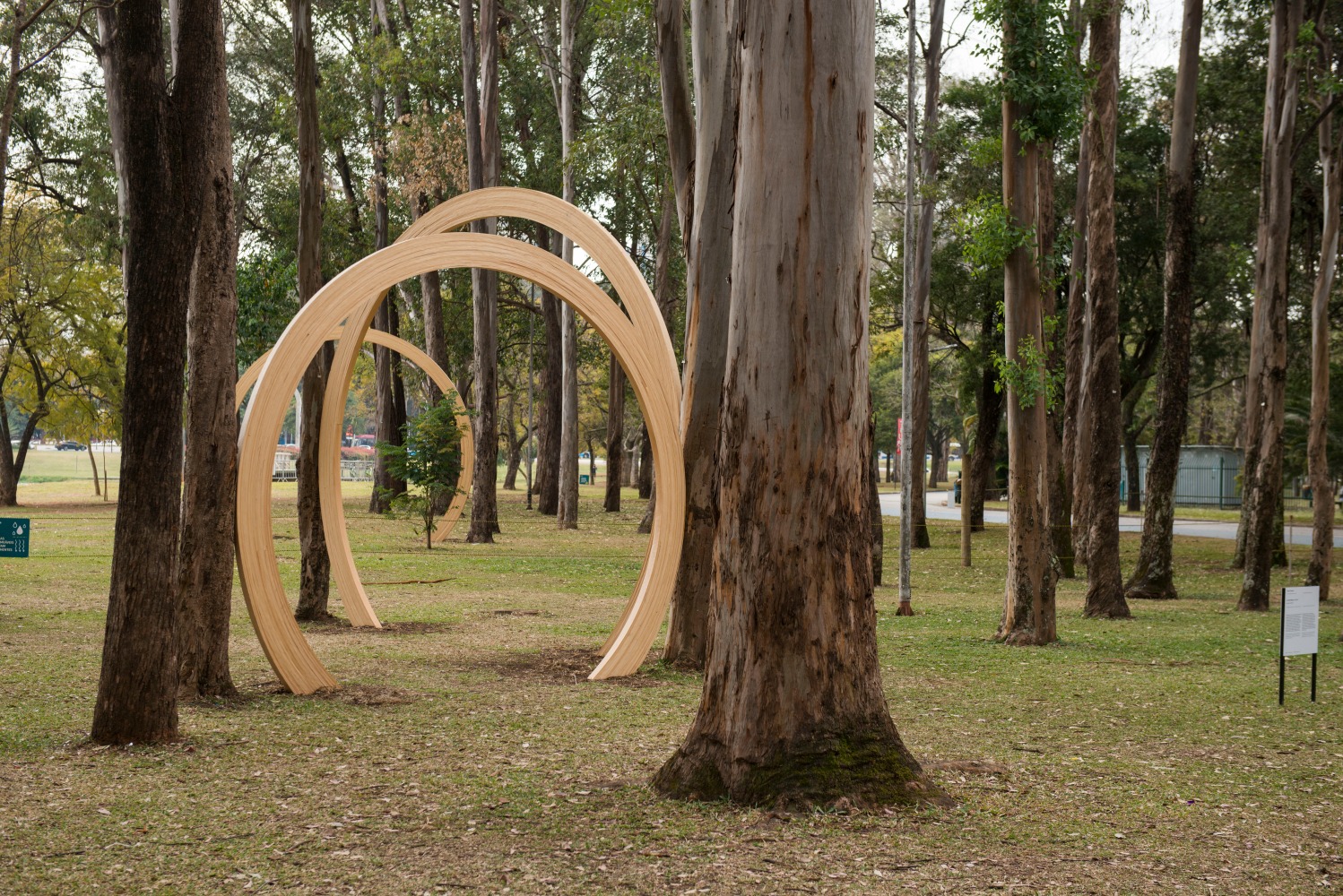 Installation view of sculpture by Oscar Tuazon