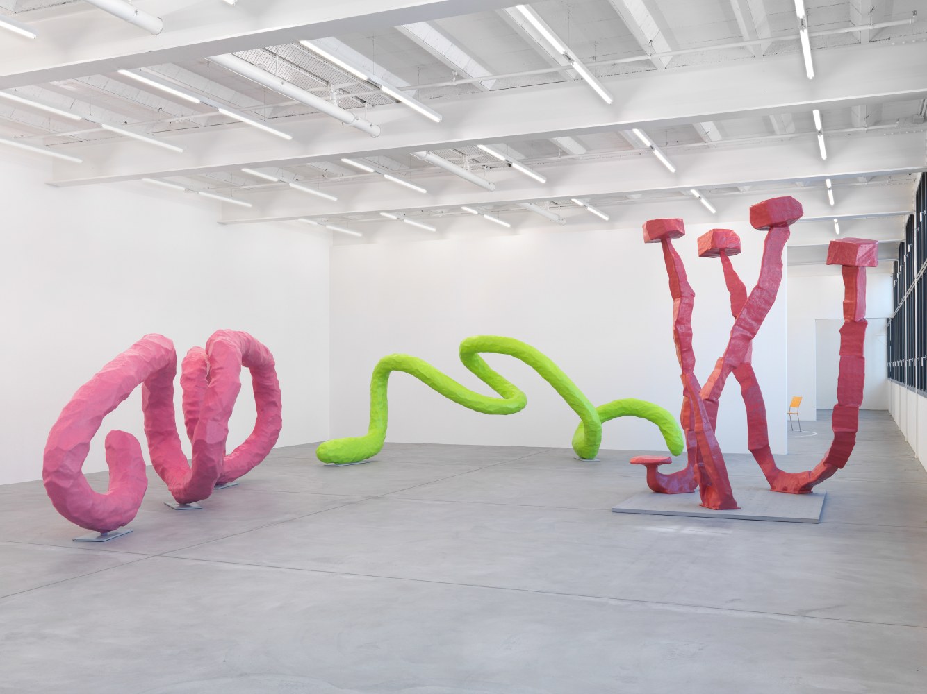 Installation view of Franz West sculptures and furniture works exhibition