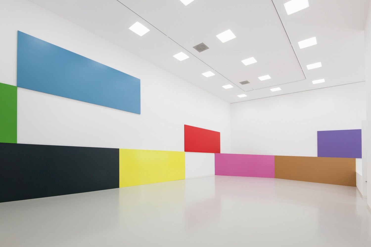 Installation view of wall works by Gerwald Rockenschaub