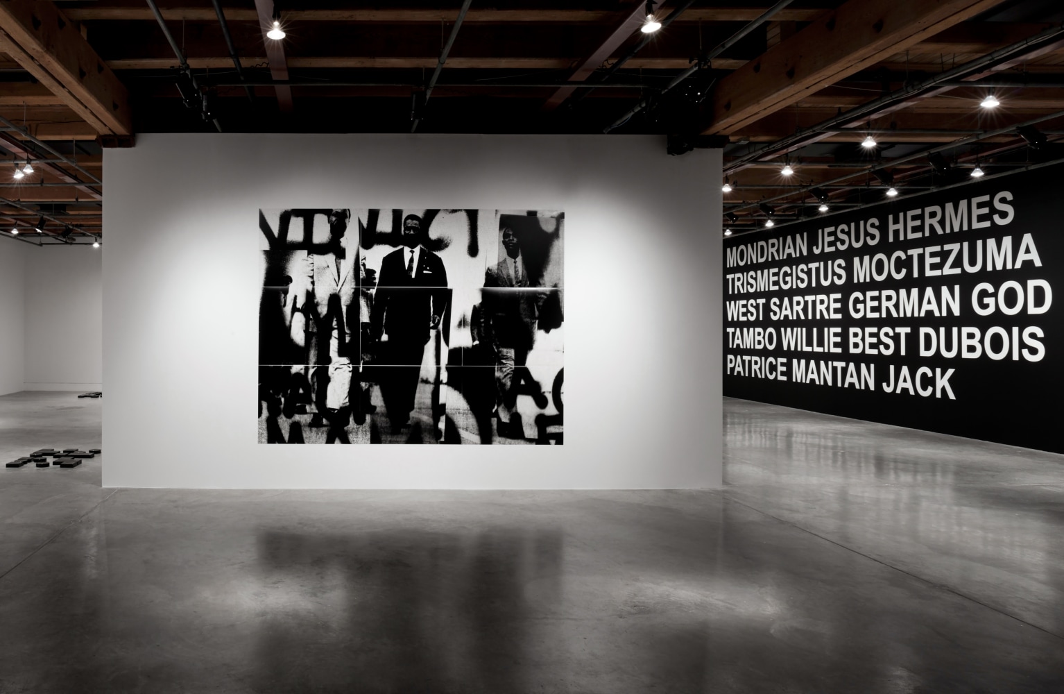 Installation view of paintings by Adam Pendleton