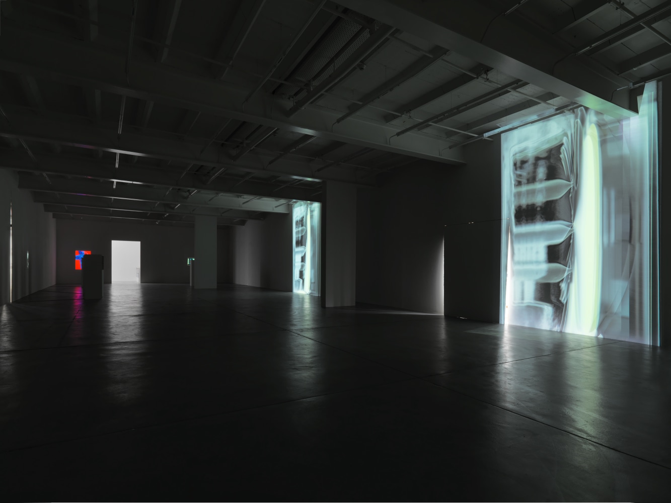 Installation view of Trisha Donnelly light and film installations