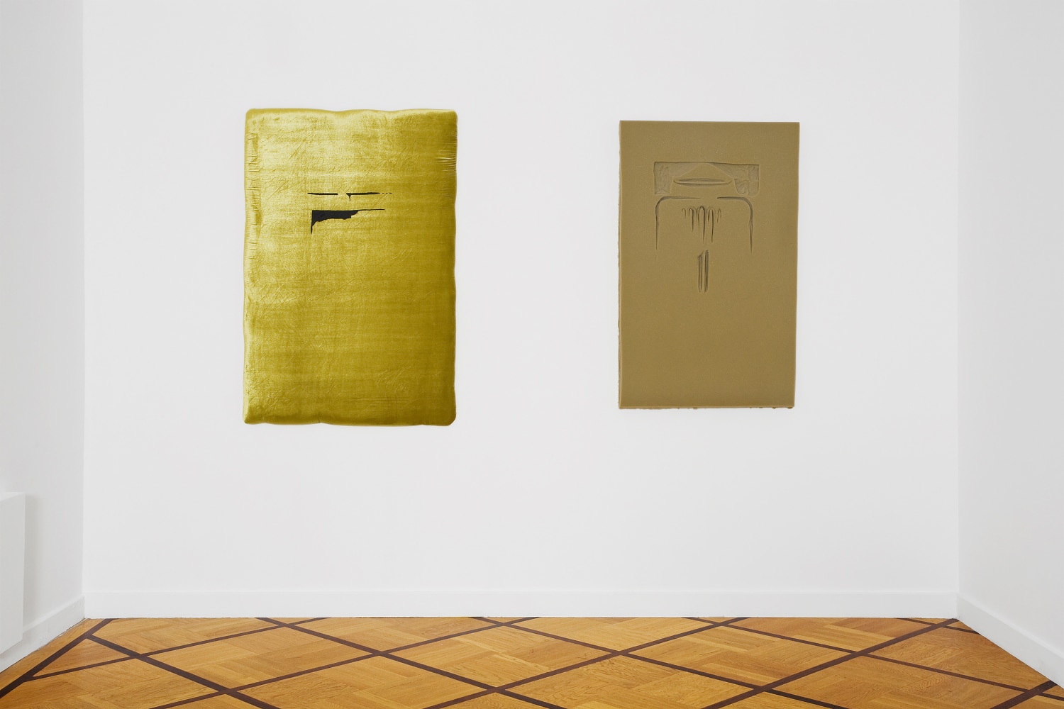 Installation view of wall works by Trisha Donnelly