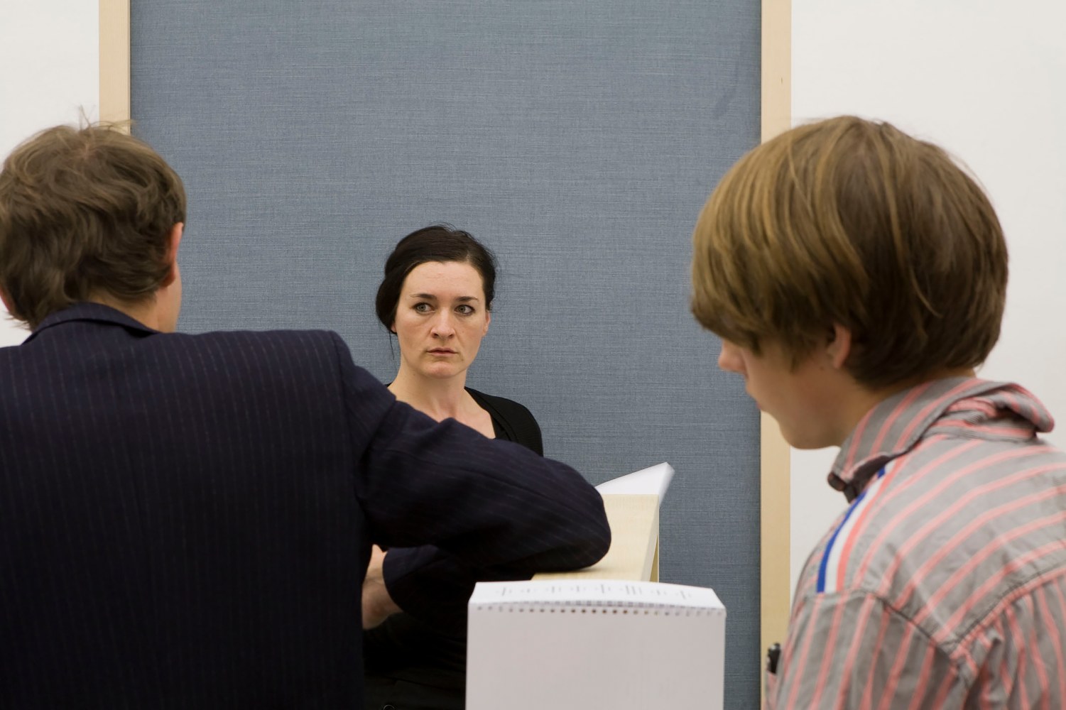 Installation view of sculptures by Liam Gillick