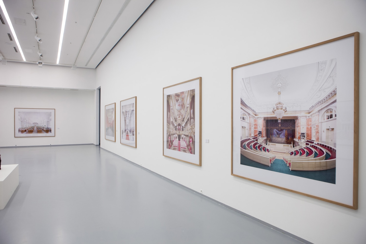Installation view of photographs by Candida Höfer