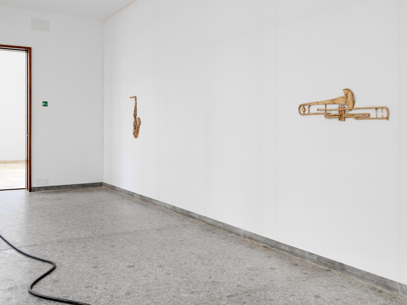 Installation view of sculptures by Valentin Carron