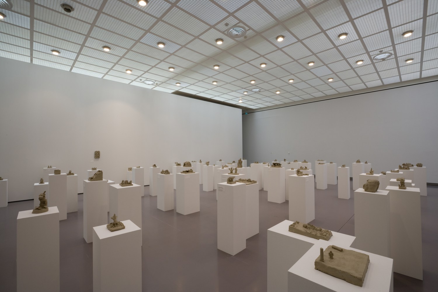 Installation view of sculptures by Peter Fischli and David Weiss