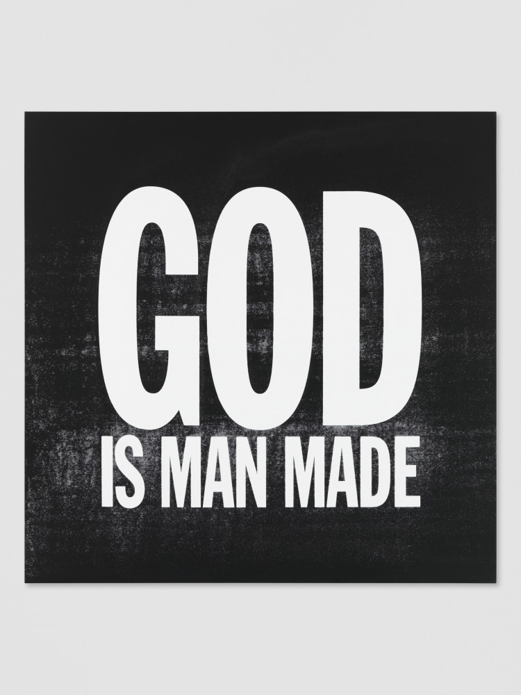 GOD IS MAN MADE

2015

Silkscreen on canvas

122 x 122 cm / 48 x 48 in

&amp;copy; Giorno Poetry Systems