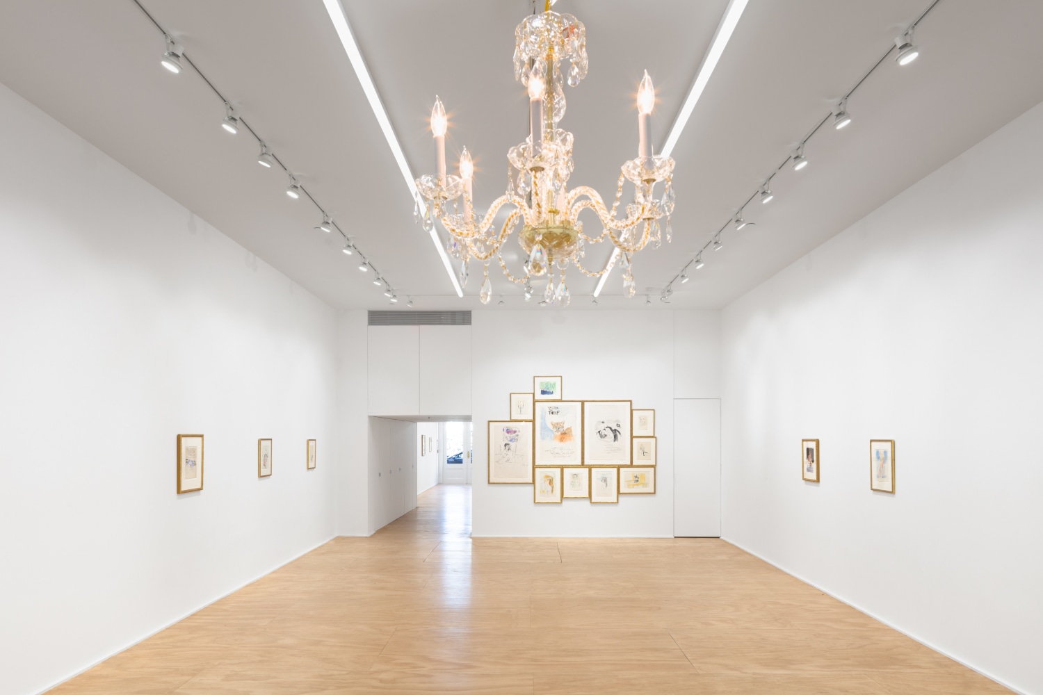 installation views of drawings by Karen Kilimnik