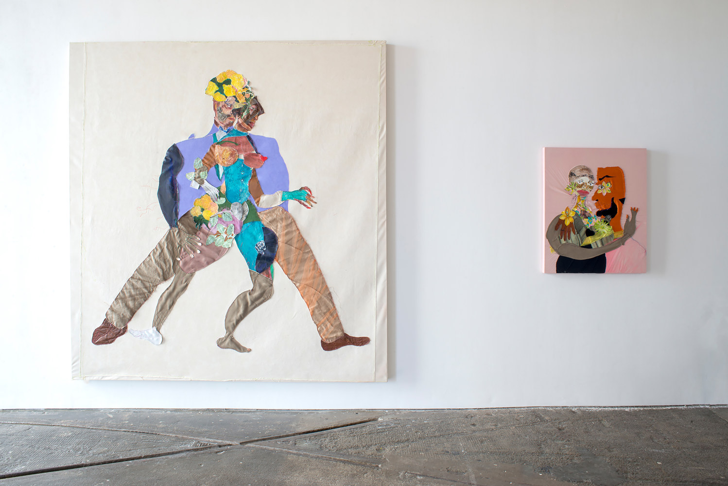 Installation view of paintings by Tschabalala Self