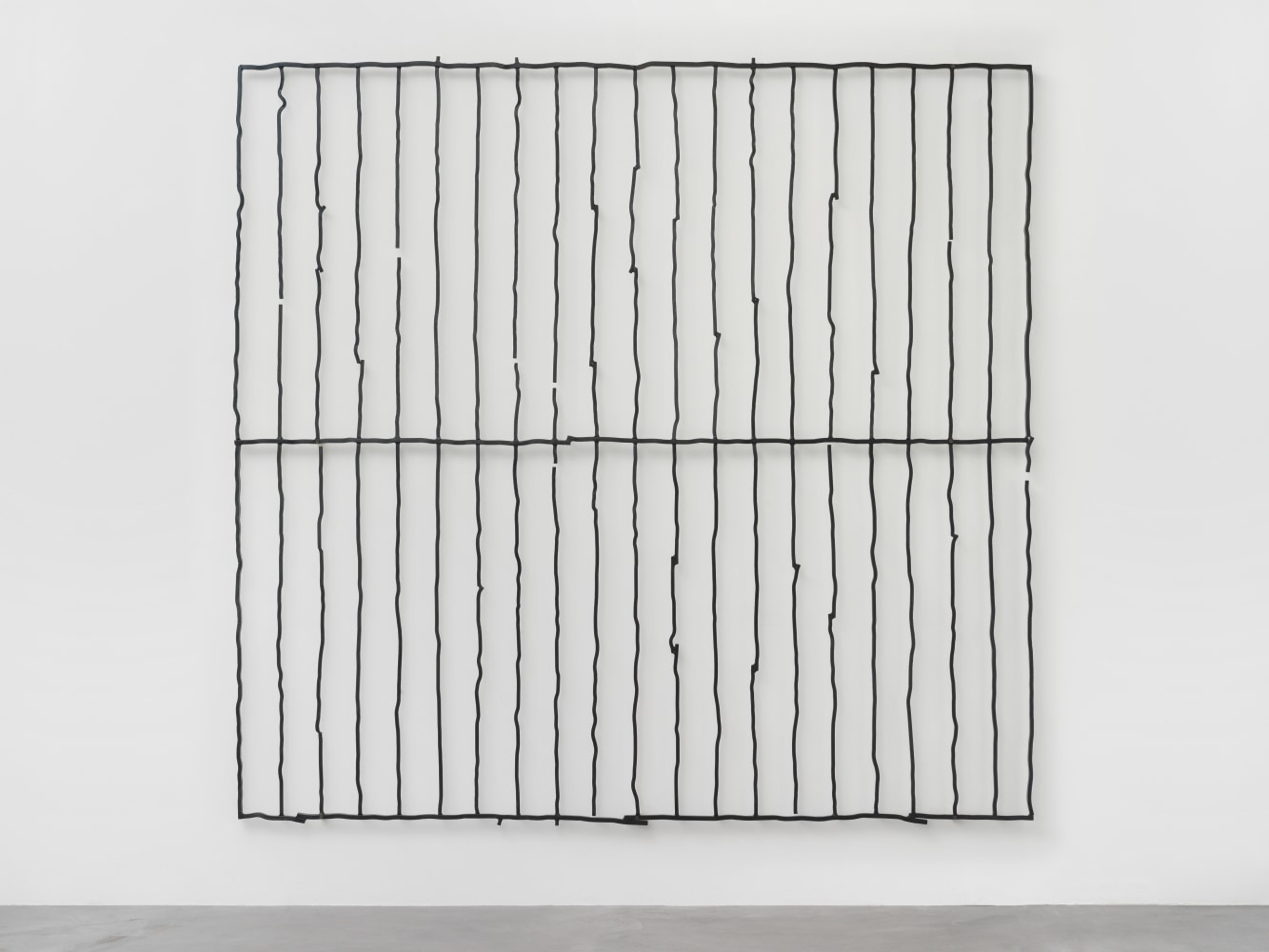 Valentin Carron Inharmonic 2014 Stainless steel, patina effect varnish, gold-plated iron spacer 254.5 x 266.5 x 5 cm / 100 1/4 x 104 7/8 x 2 in