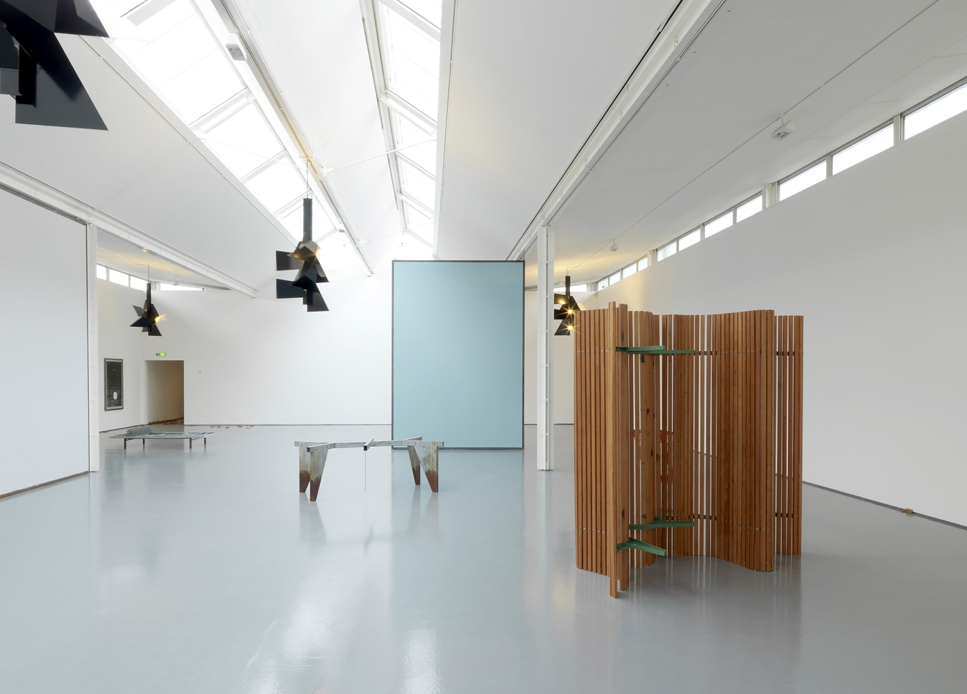 Installation view of sculptures by Martin Boyce