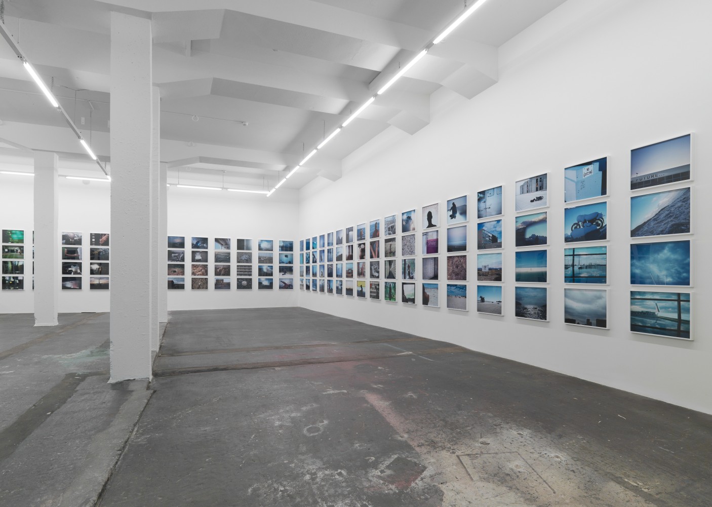 Installation view of Doug Aitken sculpture and photography exhibition