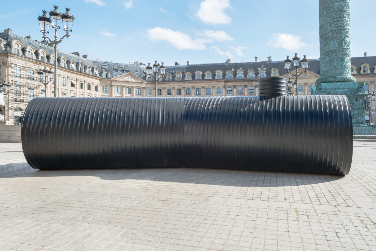 Installation view of sculpture by Oscar Tuazon