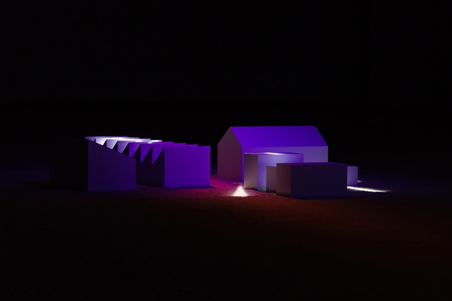 Installation view of sculptures by Liam Gillick