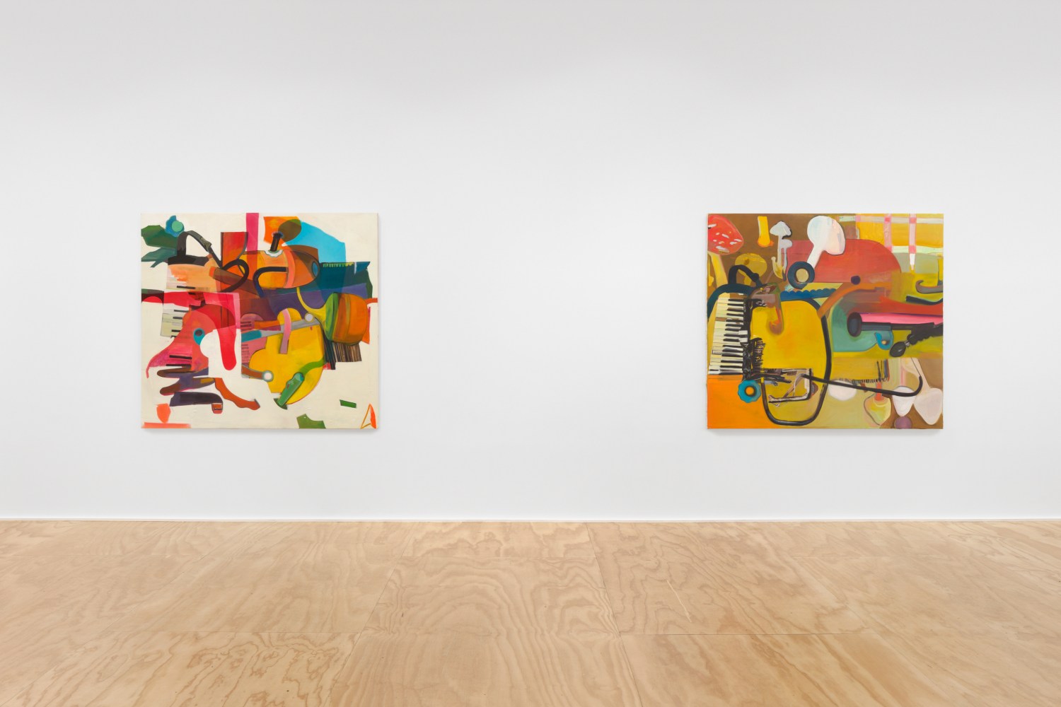 Installation view of Alex Hubbard paintings and film installation exhibition