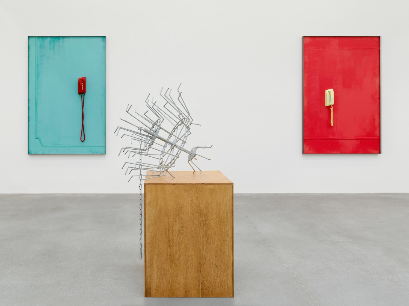 Installation view of Martin Boyce sculpture and drawing exhibition