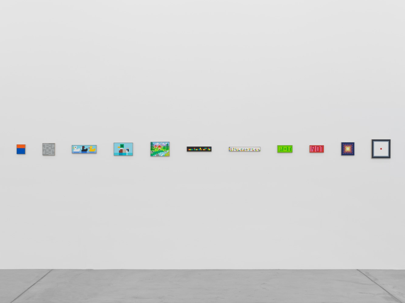 Installation view of Jean-Frédéric Schnyder paintings and cardboard sculpture exhibition