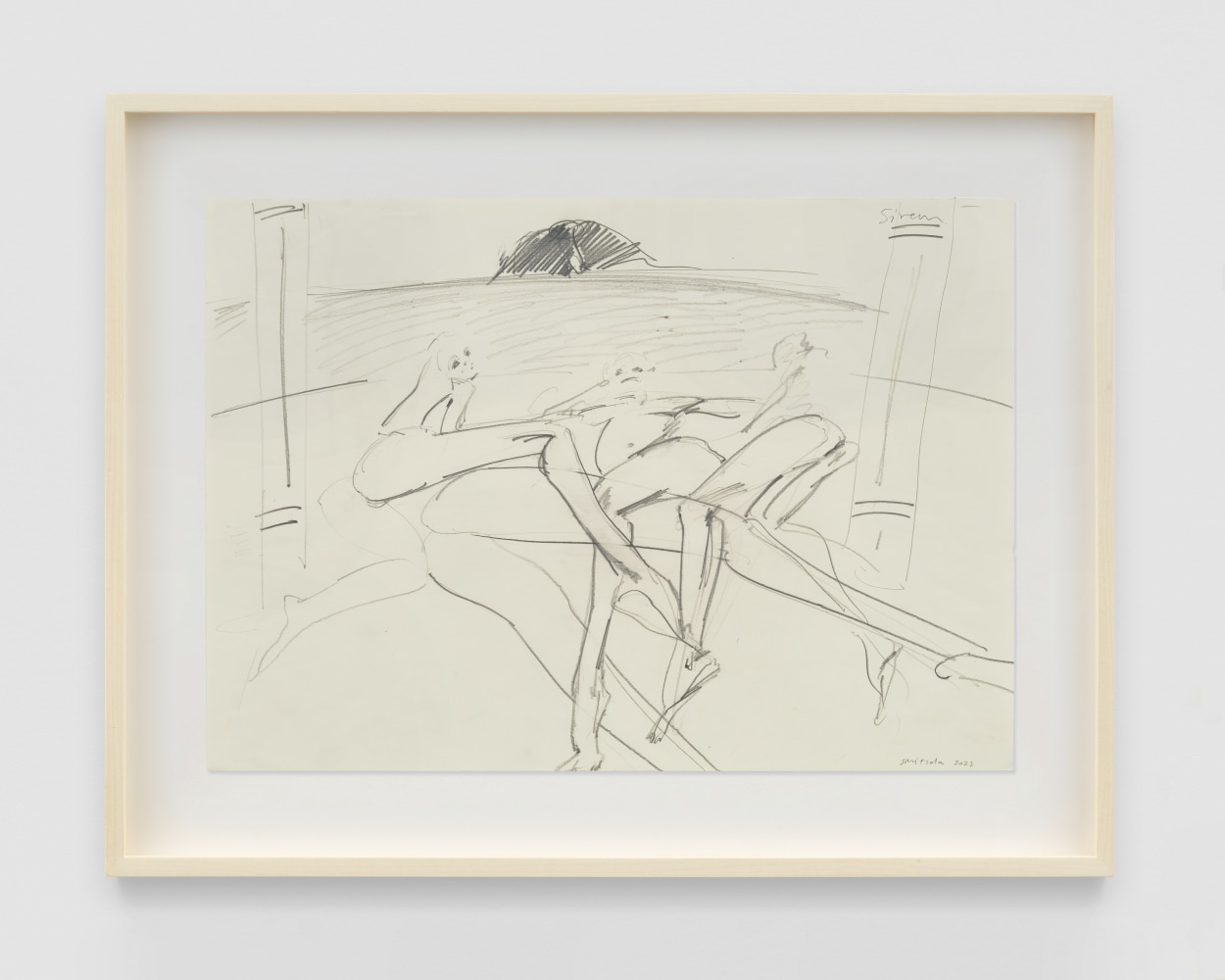 Sirens

2023

Pencil on paper

Sheet 32 x 45 cm / 12 5/8 x 17 3/4 in

Frame 43.5 x 56 cm / 17 1/8 x 22 in

&amp;copy; Sofia Mitsola