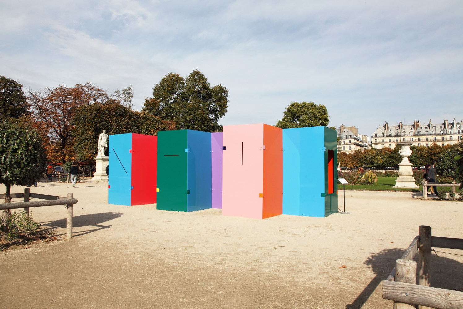 Installation view of sculpture by Sam Falls