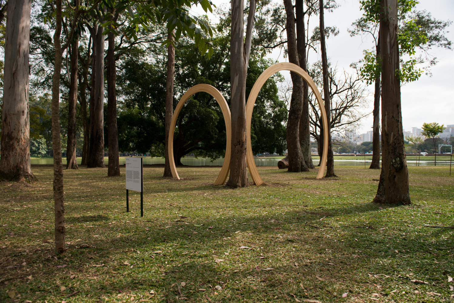 Installation view of sculpture by Oscar Tuazon